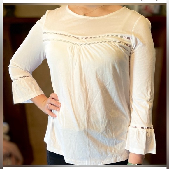 Boden black tee with long bell sleeves and small cut out detail size 16 - Picture 10 of 10